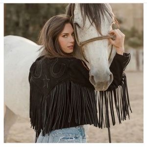 Western and Co Urban Cowgirl Retro Leather Biker Jacket with Tassels
